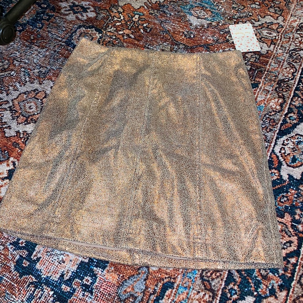 Metallic Suede Rose Gold Free People Skirt NWT